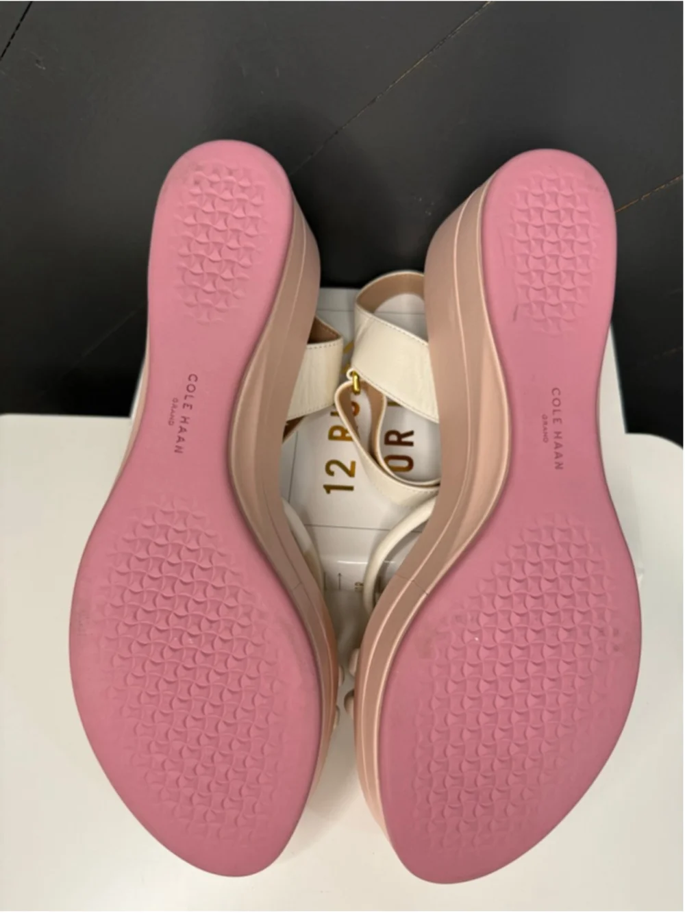 Cole Haan Cloudfeel Platform Sandals Pink White Comfort Size 10